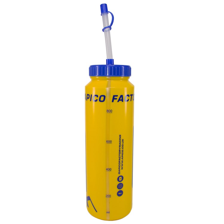 APICO FACTORY RACING SPORTS DRINK BOTTLE WITH LONG STRAW - YELLOW/BLUE