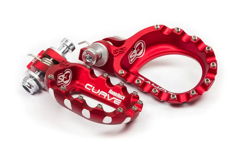 S3 HARDROCK ‘CURVE’ Aluminium Trials Footrests – RED