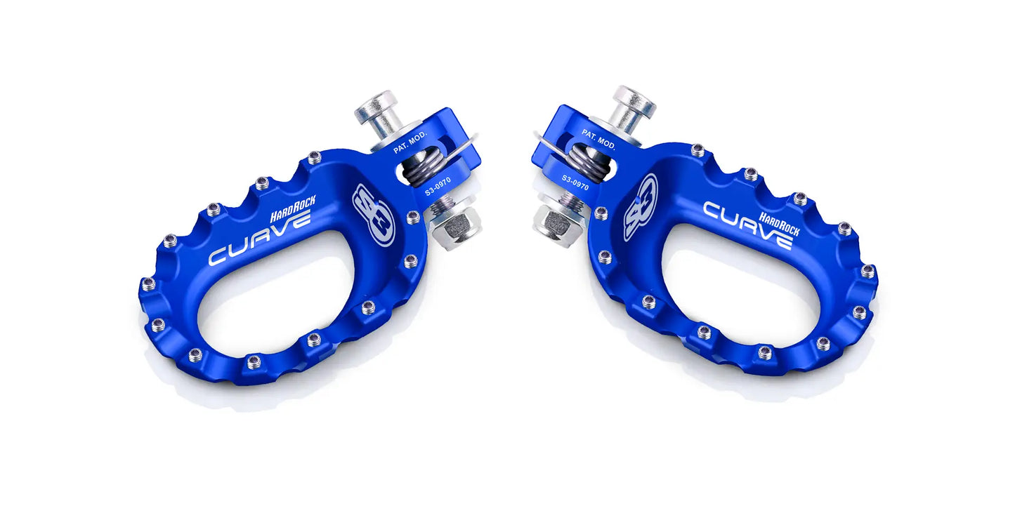 S3 HARDROCK ‘CURVE’ Aluminium Trials Footrests – BLUE