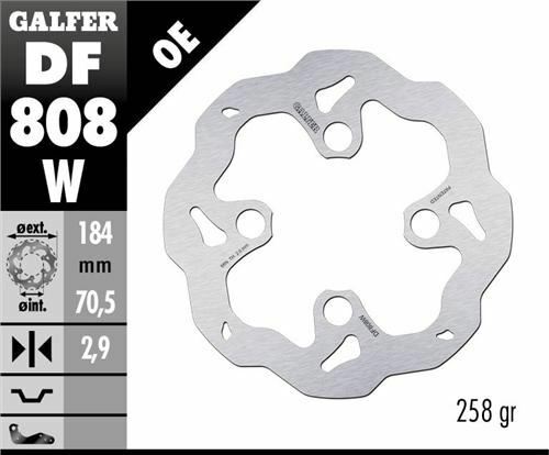 GALFER DF808W FRONT 184 WAVEY DISC Gas Gas,  Sherco,  Scorpa,  TRS,  Vertigo,  Jotagas,