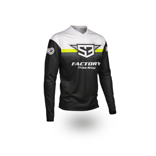 NEW 2025 RACING COLLECTION – TRIALS & ENDURO SHIRTS – BLACK / FLURO