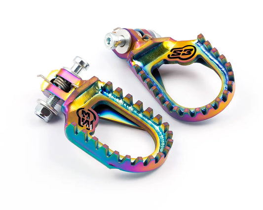 S3 TITANIUM TRIAL ‘CURVE’ FOOTPEGS – 10mm BACK + 8 Degree Angle